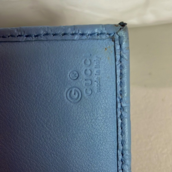 GUCCI MICROGUCCISSIMA CONTINENTAL WALLET MINERAL BLUE GOLD HARDWARE 13 CC SLOTS - Picture 3 of 11